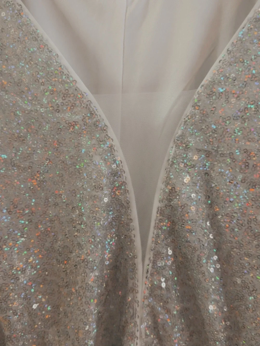 SHEIN White  4XL/ US 20 Bodice Detail silver & iridescent Sequins Wedding Dress - Picture 7 of 8
